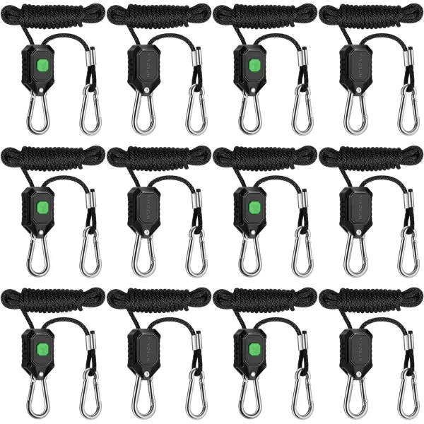 VIVOSUN 2-Pair 1/8 Inch Adjustable Grow Light Hanger, Heavy Duty Rope Hanger with Reinforced Metal Gears, 8Ft. Long and 150 lbs Weight Capacity Rope for Grow Light, Inline Fan, Filters