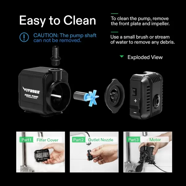 VIVOSUN 2-pack 210GPH Submersible Pump, Ultra Quiet Water Pump with 3.3ft High Lift, Fountain Pump with 5ft Power Cord, 2 Nozzles for Fish Tank, Pond, Aquarium, Statuary, Hydroponics