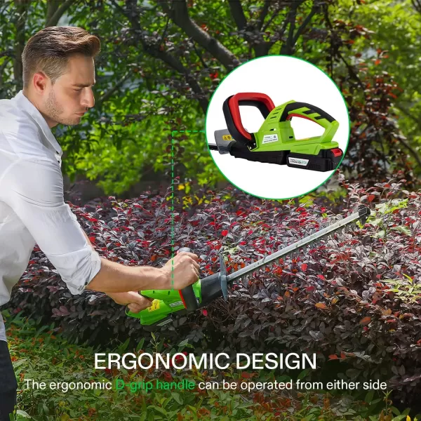 VIVOSUN 20" Cordless Hedge Trimmer, 20V Electric Bush Trimmer, 1400 RPM Shrub Trimmer, Dual-Action Laser Blade, 3/5" Cutting Capacity, Lightweight &amp; Compact, 2Pcs Batteries and Fast Charger Included
