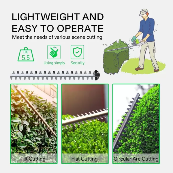 VIVOSUN 20" Cordless Hedge Trimmer, 20V Electric Bush Trimmer, 1400 RPM Shrub Trimmer, Dual-Action Laser Blade, 3/5" Cutting Capacity, Lightweight &amp; Compact, 2Pcs Batteries and Fast Charger Included