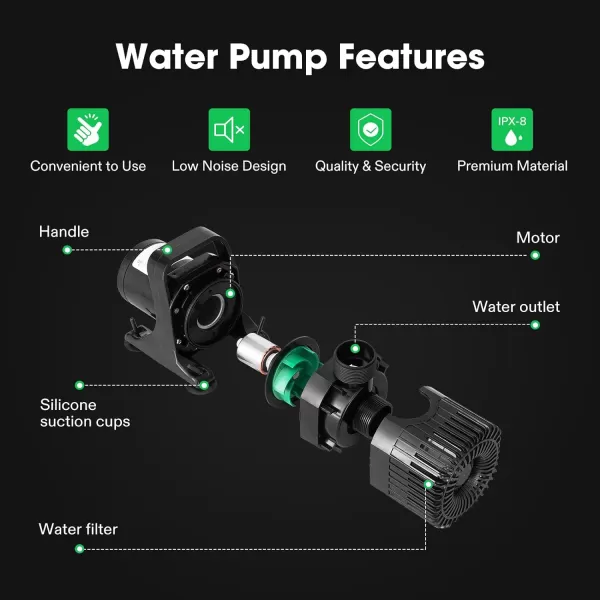 VIVOSUN 2600 GPH Submersible Water Pump with Barrier Bag, Ultra Quiet 200W Pond Pump for Pond, Waterfall, Fish Tank, Statuary, Hydroponic, 20Ft. Lift Height