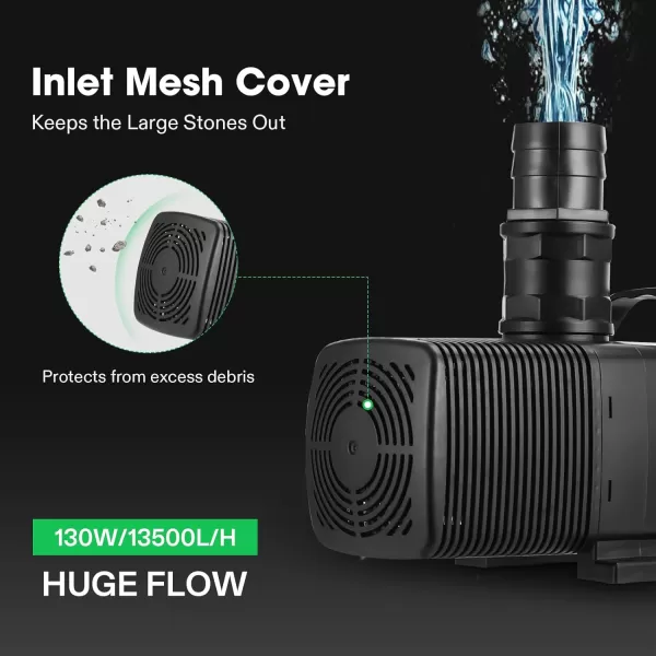 VIVOSUN 2600 GPH Submersible Water Pump with Barrier Bag, Ultra Quiet 200W Pond Pump for Pond, Waterfall, Fish Tank, Statuary, Hydroponic, 20Ft. Lift Height