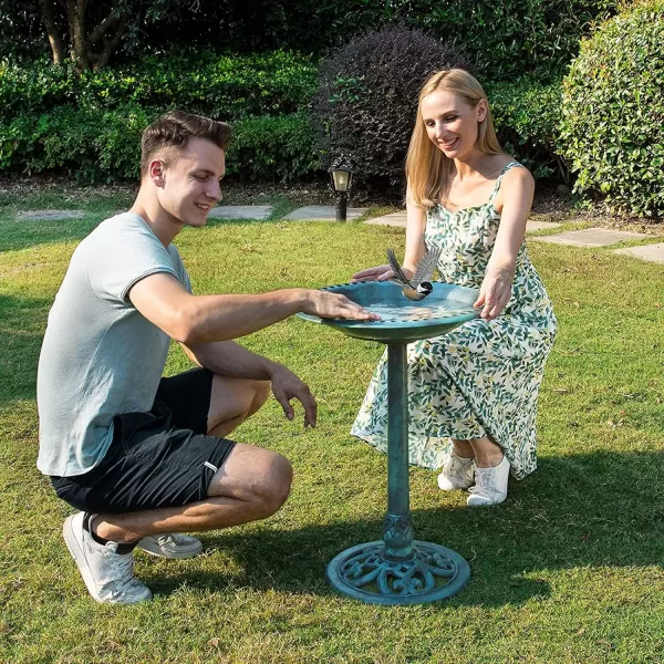 VIVOSUN 28” Solar Bird Bath, Solar Powered Pond Fountain Combo Set for Outdoors, Gardens, Patio, Yard, Deck, Golden