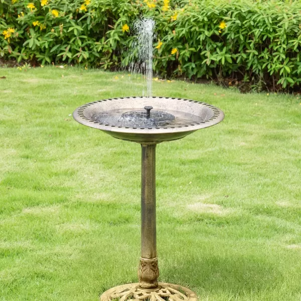 VIVOSUN 28” Solar Bird Bath, Solar Powered Pond Fountain Combo Set for Outdoors, Gardens, Patio, Yard, Deck, Golden
