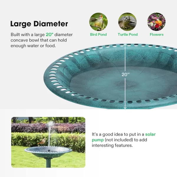 VIVOSUN 28” Solar Bird Bath, Solar Powered Pond Fountain Combo Set for Outdoors, Gardens, Patio, Yard, Deck, Golden