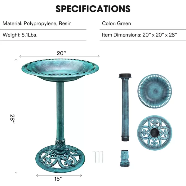 VIVOSUN 28” Solar Bird Bath, Solar Powered Pond Fountain Combo Set for Outdoors, Gardens, Patio, Yard, Deck, Golden