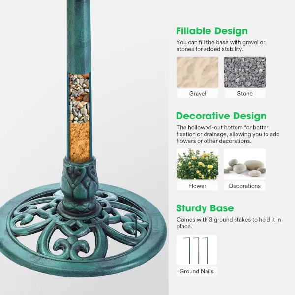 VIVOSUN 28” Solar Bird Bath, Solar Powered Pond Fountain Combo Set for Outdoors, Gardens, Patio, Yard, Deck, Golden