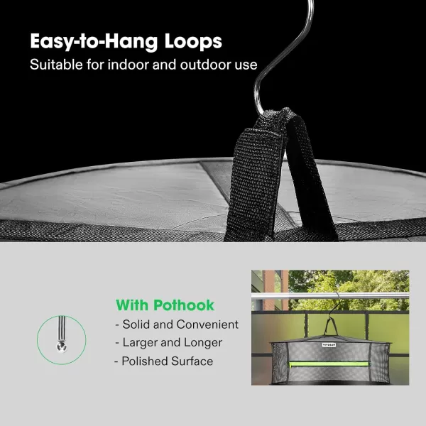 VIVOSUN 3-Layer Mesh Drying Rack Hanging Design with Green Zippers for Dehydrating, Indoor and Outdoor Pruning Shears Included