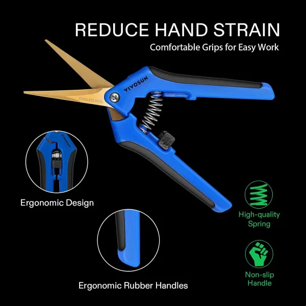 VIVOSUN 3-Pack 6.5 Inch Gardening Scissors Hand Pruner Pruning Shear with Straight Stainless Steel Blades Orange