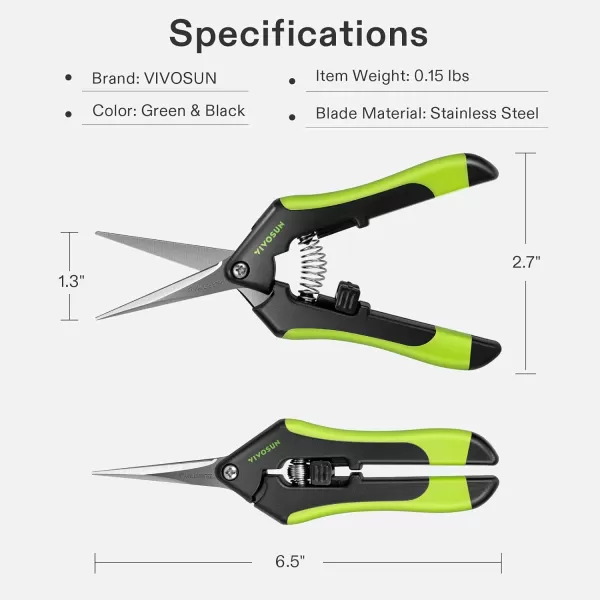VIVOSUN 3-Pack 6.5 Inch Gardening Scissors Hand Pruner Pruning Shear with Straight Stainless Steel Blades Orange