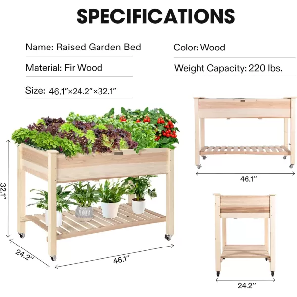 VIVOSUN 3-Tier Wooden Raised Garden Bed, 48 x 48 x 21 Inches, Outdoor Wood Planter Kit for Plants, Herbs, and Vegetables for Garden, Patio, Balcony, Backyard and Outdoors