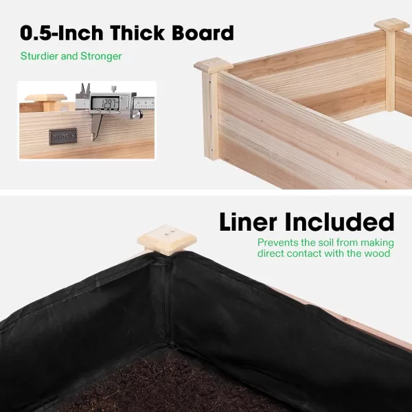VIVOSUN 3-Tier Wooden Raised Garden Bed, 48 x 48 x 21 Inches, Outdoor Wood Planter Kit for Plants, Herbs, and Vegetables for Garden, Patio, Balcony, Backyard and Outdoors