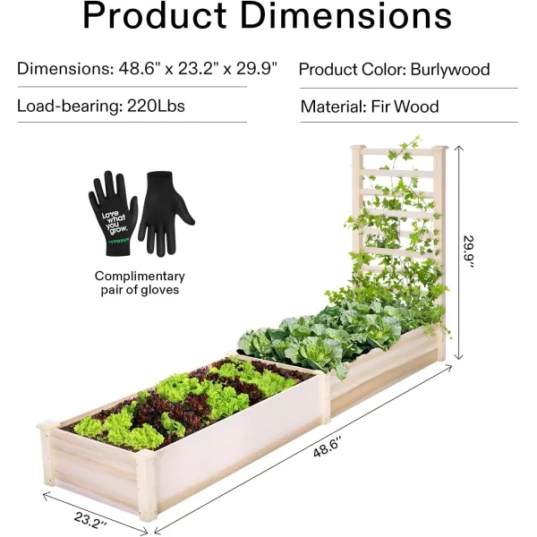 VIVOSUN 3-Tier Wooden Raised Garden Bed, 48 x 48 x 21 Inches, Outdoor Wood Planter Kit for Plants, Herbs, and Vegetables for Garden, Patio, Balcony, Backyard and Outdoors