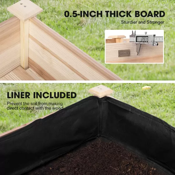 VIVOSUN 3-Tier Wooden Raised Garden Bed, 48 x 48 x 21 Inches, Outdoor Wood Planter Kit for Plants, Herbs, and Vegetables for Garden, Patio, Balcony, Backyard and Outdoors