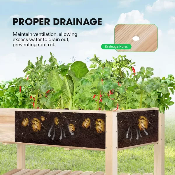 VIVOSUN 3-Tier Wooden Raised Garden Bed, 48 x 48 x 21 Inches, Outdoor Wood Planter Kit for Plants, Herbs, and Vegetables for Garden, Patio, Balcony, Backyard and Outdoors
