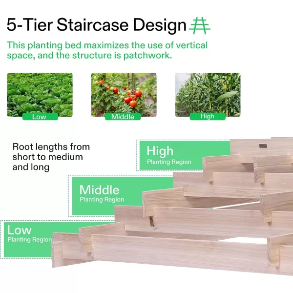 VIVOSUN 3-Tier Wooden Raised Garden Bed, 48 x 48 x 21 Inches, Outdoor Wood Planter Kit for Plants, Herbs, and Vegetables for Garden, Patio, Balcony, Backyard and Outdoors