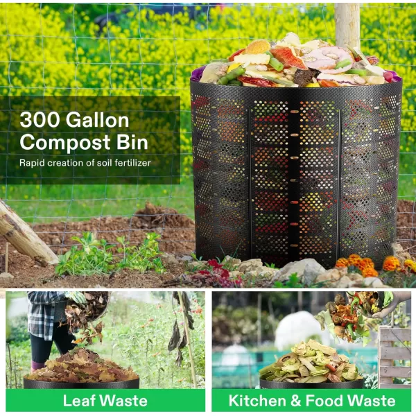 VIVOSUN 300 Gallon Outdoor Compost Bin, Expandable Composter, Easy to Setup &amp; Large Capacity for Backyard, Lawn 