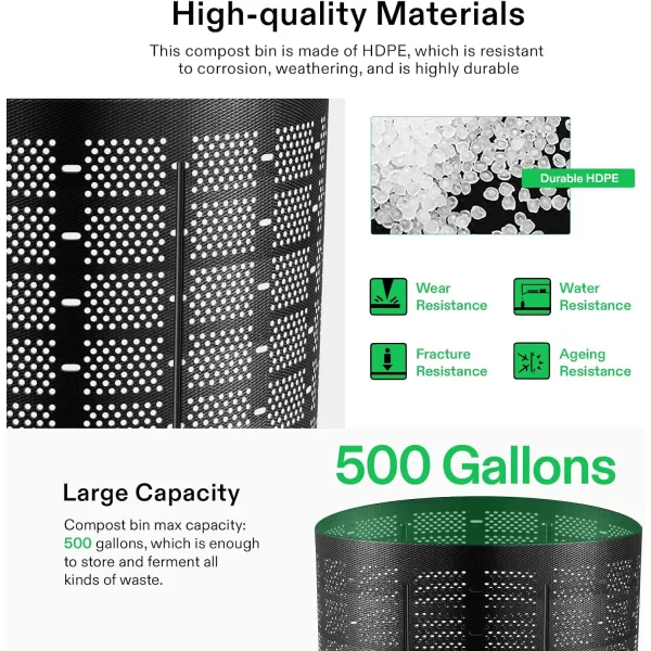 VIVOSUN 300 Gallon Outdoor Compost Bin, Expandable Composter, Easy to Setup &amp; Large Capacity for Backyard, Lawn 