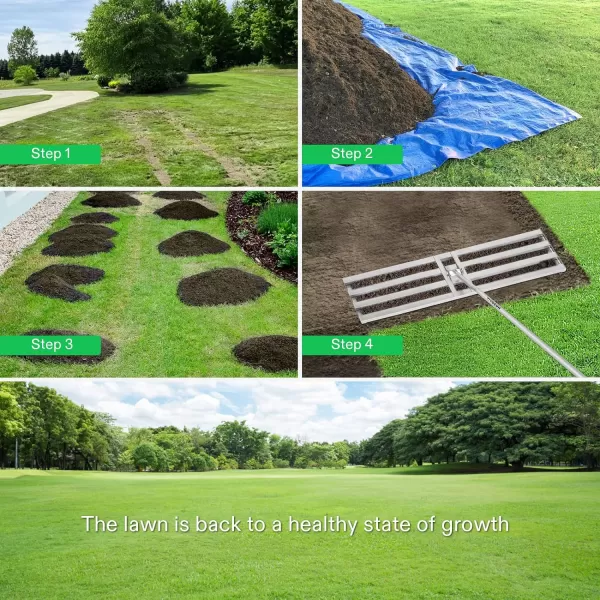 VIVOSUN 30" Lawn Leveling Rake, 30" x 10" x 78" Heavy-Duty Stainless Steel Lawn Leveler with 7FT Adjuatble Long Handle for High Effect, Metal Levelawn for Smooth Soil, Rustproof Rakes for Garden Yard