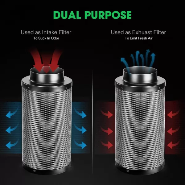 VIVOSUN 4 Inch Air Carbon Filter Smelliness Control with Australia Virgin Charcoal for Inline Fan, Grow Tent Smelliness Scrubber, Pre-Filter Included, Reversible Flange 4" x 12", Black
