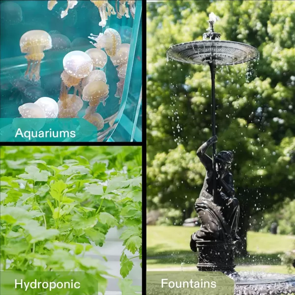 VIVOSUN 480GPH Submersible Pump, Ultra Quiet Water Pump with 7.2ft High Lift, Fountain Pump with 5ft Power Cord, 3 Nozzles for Fish Tank, Aquarium, Statuary, Hydroponics Black