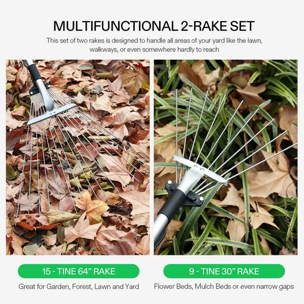 VIVOSUN 48" Lawn Leveling Rake, 48" x 10" x 78" Heavy-Duty Stainless Steel Lawn Leveler with 7FT Adjuatble Long Handle for High Effect, Metal Levelawn for Smooth Soil, Rustproof Rakes for Garden Yard
