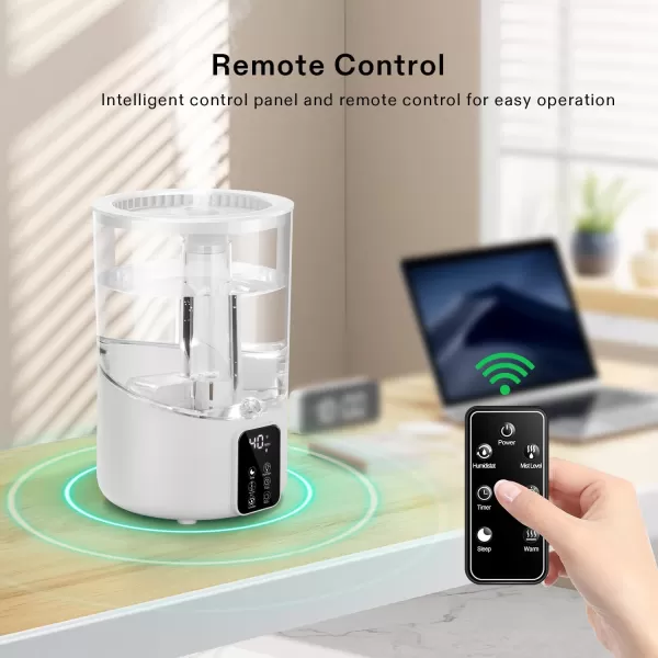 VIVOSUN 4L Air Humidifier, 2-in-1 Top Fill Cool &amp; Warm Mist Humidifier, Indoor Ultrasonic Humidifier with Essential Oil Box &amp; Remote Control for Bedrooms, Offices, Plants, Babies