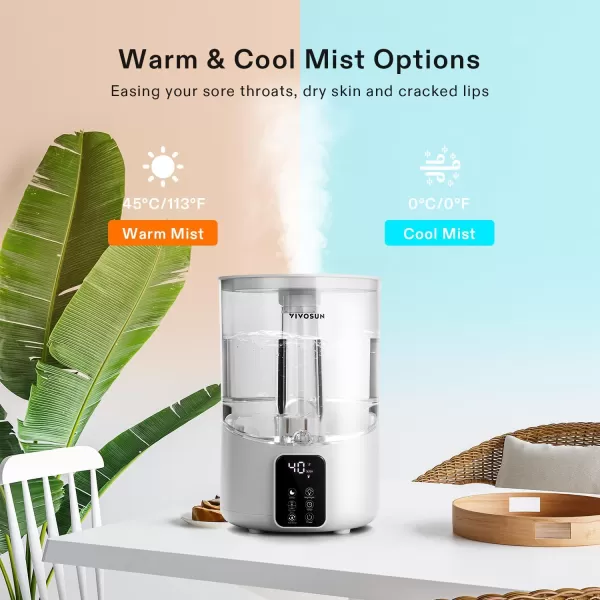 VIVOSUN 4L Air Humidifier, 2-in-1 Top Fill Cool &amp; Warm Mist Humidifier, Indoor Ultrasonic Humidifier with Essential Oil Box &amp; Remote Control for Bedrooms, Offices, Plants, Babies