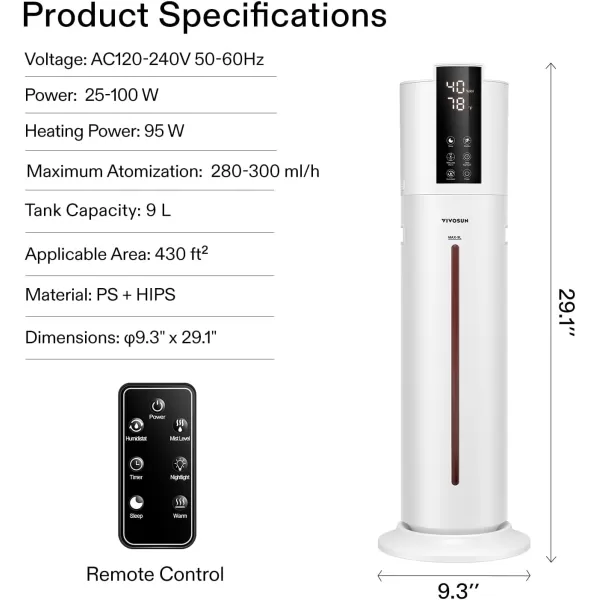 VIVOSUN 4L Air Humidifier, 2-in-1 Top Fill Cool &amp; Warm Mist Humidifier, Indoor Ultrasonic Humidifier with Essential Oil Box &amp; Remote Control for Bedrooms, Offices, Plants, Babies
