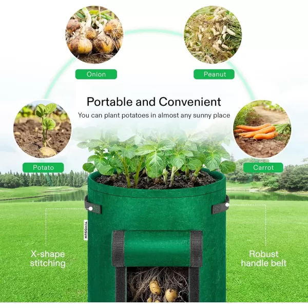 VIVOSUN 5-Pack 10 Gallon Visible Potato Grow Bags, Thick Fabric Potato Pots with 360° Visibility &amp; Harvest Window, Potato Growing Containers Potato Planter Potato Planter for Growing Potatoes, Black