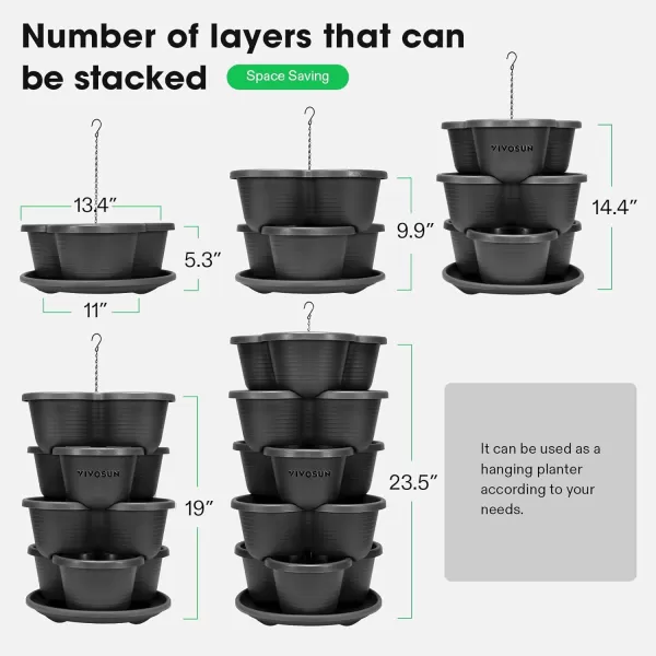 VIVOSUN 5 Tier Vertical Gardening Stackable Planter for Strawberries, Flowers, Herbs, Vegetables Brown