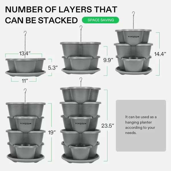 VIVOSUN 5 Tier Vertical Gardening Stackable Planter for Strawberries, Flowers, Herbs, Vegetables Brown