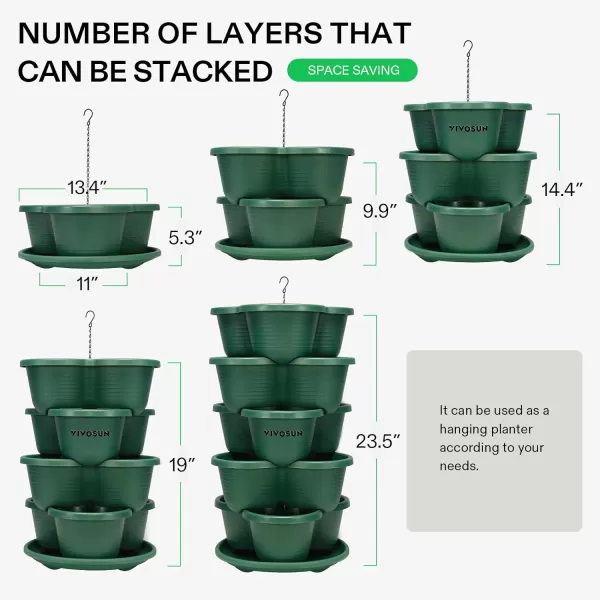 VIVOSUN 5 Tier Vertical Gardening Stackable Planter for Strawberries, Flowers, Herbs, Vegetables Brown