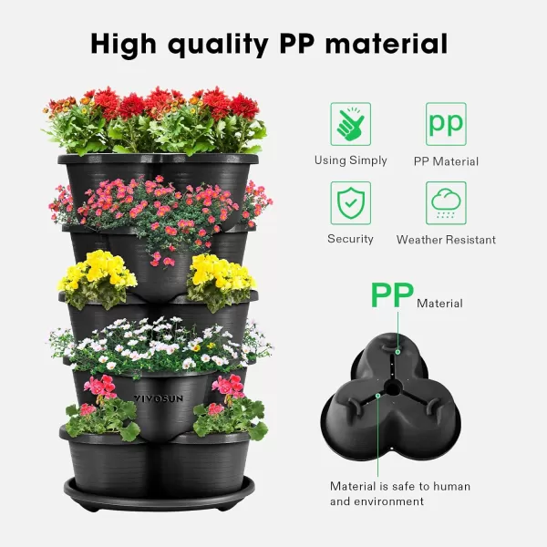VIVOSUN 5 Tier Vertical Gardening Stackable Planter for Strawberries, Flowers, Herbs, Vegetables Brown