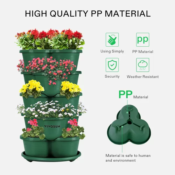 VIVOSUN 5 Tier Vertical Gardening Stackable Planter for Strawberries, Flowers, Herbs, Vegetables Brown