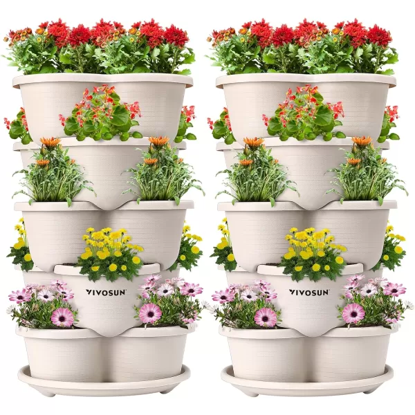 VIVOSUN 5 Tier Vertical Gardening Stackable Planter for Strawberries, Flowers, Herbs, Vegetables Brown