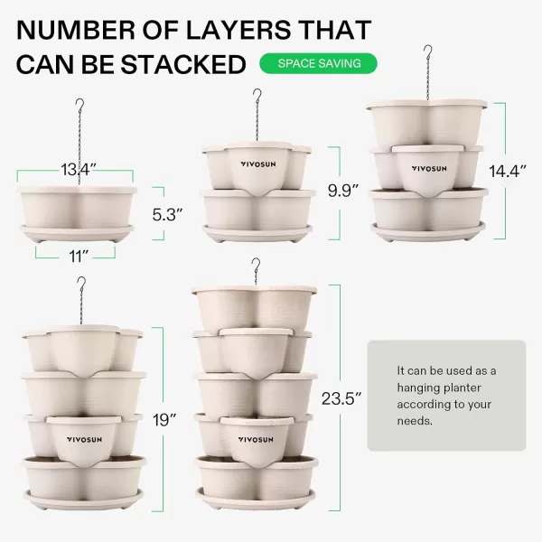 VIVOSUN 5 Tier Vertical Gardening Stackable Planter for Strawberries, Flowers, Herbs, Vegetables Brown