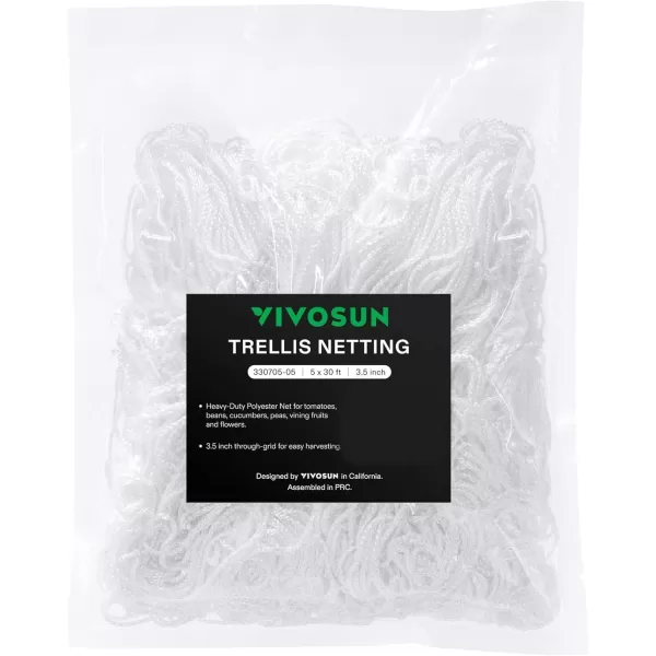 VIVOSUN 5 x 15 ft. Plant Trellis Netting, Heavy-Duty Polyester Grow Net, Garden Trellis Netting with Square Mesh for Climbing Plants, Vegetables, Fruits, and Flowers, 1-Pack