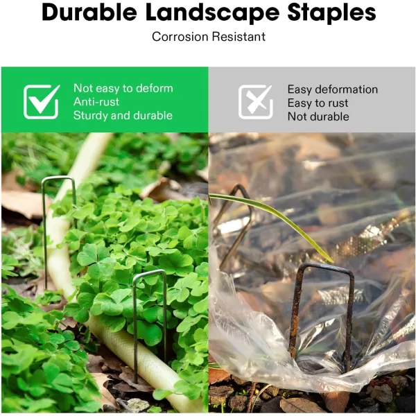 VIVOSUN 50 PCS 5.5 Inch Garden Stakes Landscape Staples U-Shaped Pins for Barrier Fabric, Ground Cover, Soaker Hose, Irrigation Tubing, Invisible Dog Fence