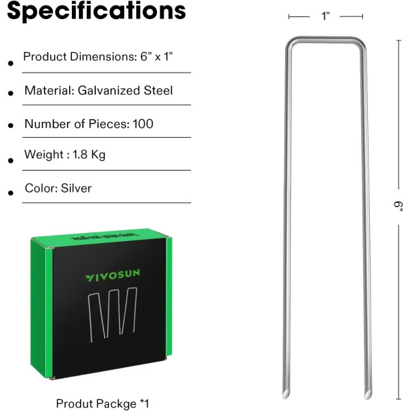VIVOSUN 50 PCS 5.5 Inch Garden Stakes Landscape Staples U-Shaped Pins for Barrier Fabric, Ground Cover, Soaker Hose, Irrigation Tubing, Invisible Dog Fence