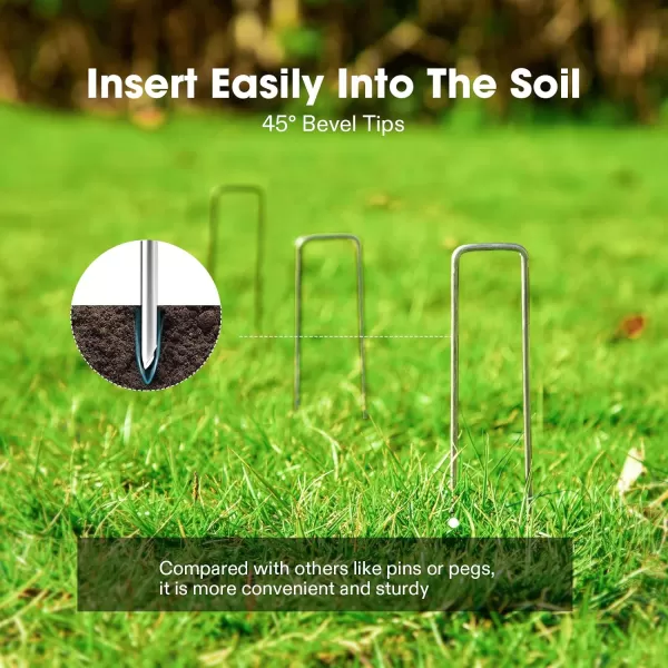 VIVOSUN 50 PCS 5.5 Inch Garden Stakes Landscape Staples U-Shaped Pins for Barrier Fabric, Ground Cover, Soaker Hose, Irrigation Tubing, Invisible Dog Fence