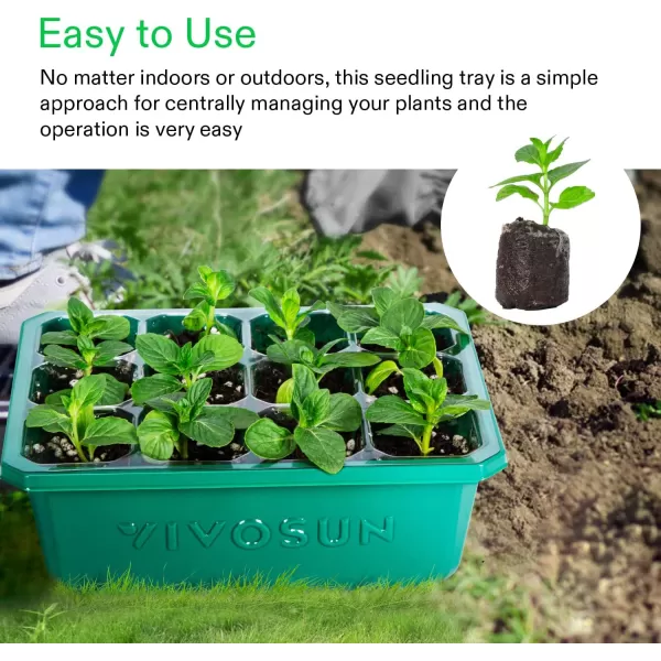 VIVOSUN 6-Pack Seed Starter Trays with 10"x20.75" Seedling Heat Mat, Self-Adjusting Dual Digital Display Temperature Controller, 72-Cell Seed Starter Kit with Humidity Dome, Reusable Propagation Trays