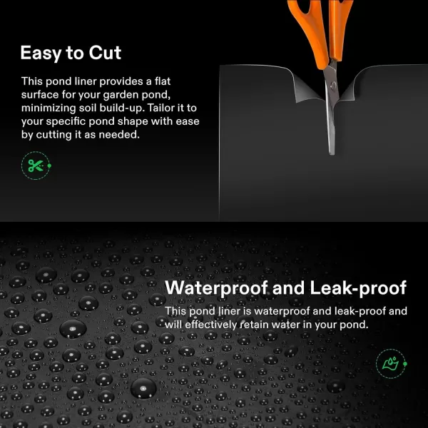 VIVOSUN 7 x 10 Feet Pond Liner, 14.5 Mil Durable LLDPE Pond Skins for Waterfall, Pond and Fish Ponds, Black