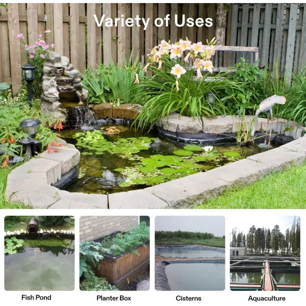 VIVOSUN 7 x 10 Feet Pond Liner, 14.5 Mil Durable LLDPE Pond Skins for Waterfall, Pond and Fish Ponds, Black