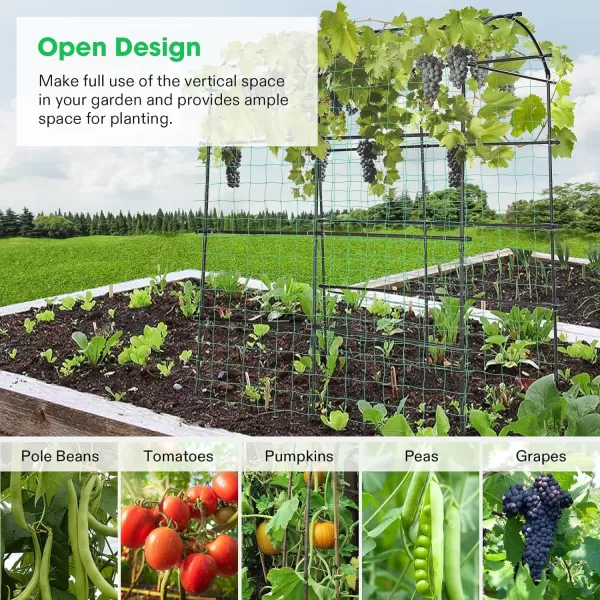 VIVOSUN 7Ft. Arch Trellis for Climbing Plants, 7 x 6 x 7ft Tall Metal Tunnel Trellis, Lightweight Metal Plant Support Archway with Nylon Netting for Climbing Vine, Vegetables, Fruits, Flowers, Black