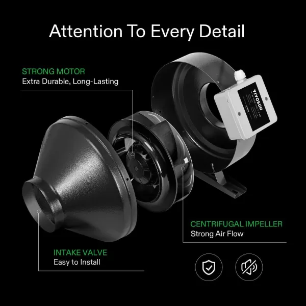 VIVOSUN 8 Inch 740 CFM Inline Fan with Speed Controller, 8 Inch Carbon Filter and 25 Feet of Ducting, Air Filtration Combo for Grow Tent Ventilation