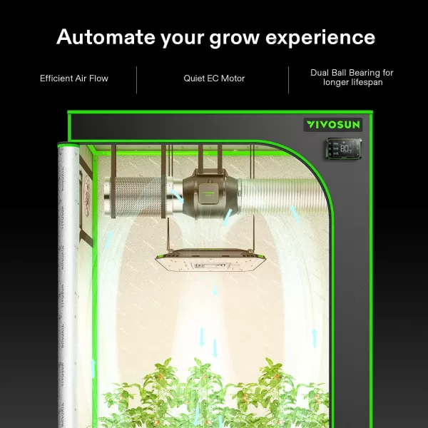 VIVOSUN AeroZesh S8 8-inch 830 CFM Inline Duct Fan with E12 Speed Controller, Entirely Programmable PWM-Controlled EC Fan for Grow Tent Ventilation