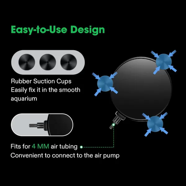 VIVOSUN Air Stone Disc 4 x 4 Inch with Shell and Sucker for Aquarium, Fish Tank and Hydroponics Air Pump