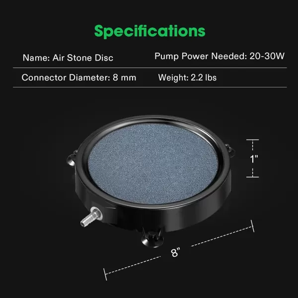 VIVOSUN Air Stone Disc 4 x 4 Inch with Shell and Sucker for Aquarium, Fish Tank and Hydroponics Air Pump