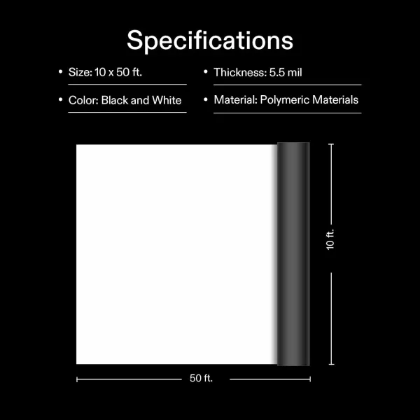 VIVOSUN Black and White Panda Film, 10’ x 50’ 5.5 Mil Poly Film, Blackout Tarp for Warm House